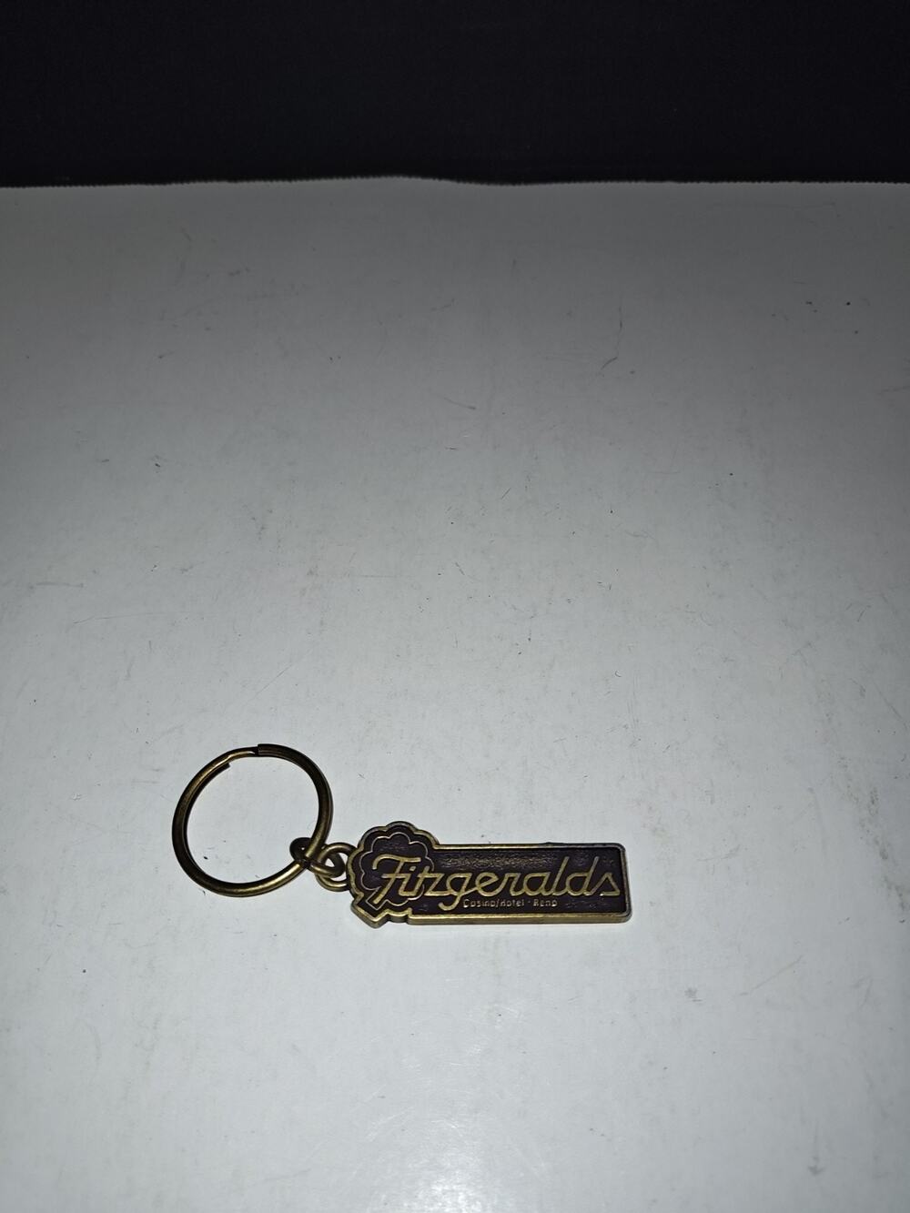 Vintage Fitzgeralds Casino Hotel Metal Brass Tone Keychain Las Vegas Collectible